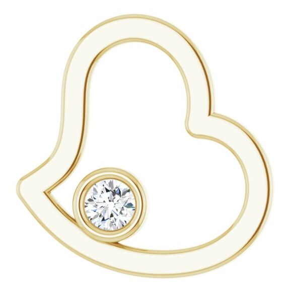 Black Bow Jewelry Co. Jewelry - 14K Yellow Gold 1/10 Ct Diamond Solitaire Heart Pendant, 15mm